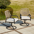 EROMMY Swivel Patio Chairs Set of 2, Outdoor Rattan Dining Chairs with Thickened Cushions, Beige